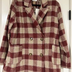 NWT Plaid Double-Breasted Women's Blazer